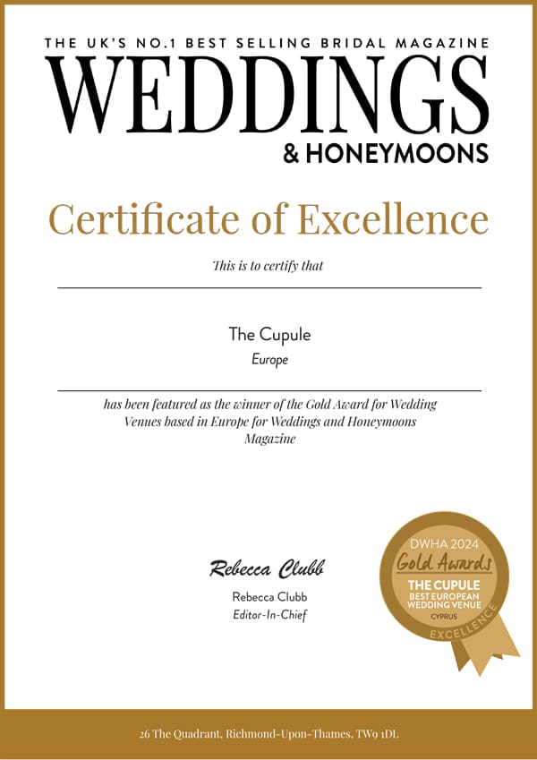 The Cupule Venue Certificate Of Excellence EU 2024